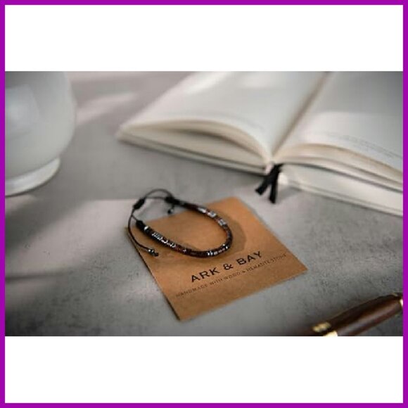 Handmade Adjustable Morse Code Bracelet Wood Hematite Beads Religious Gift - Picture 4 of 7